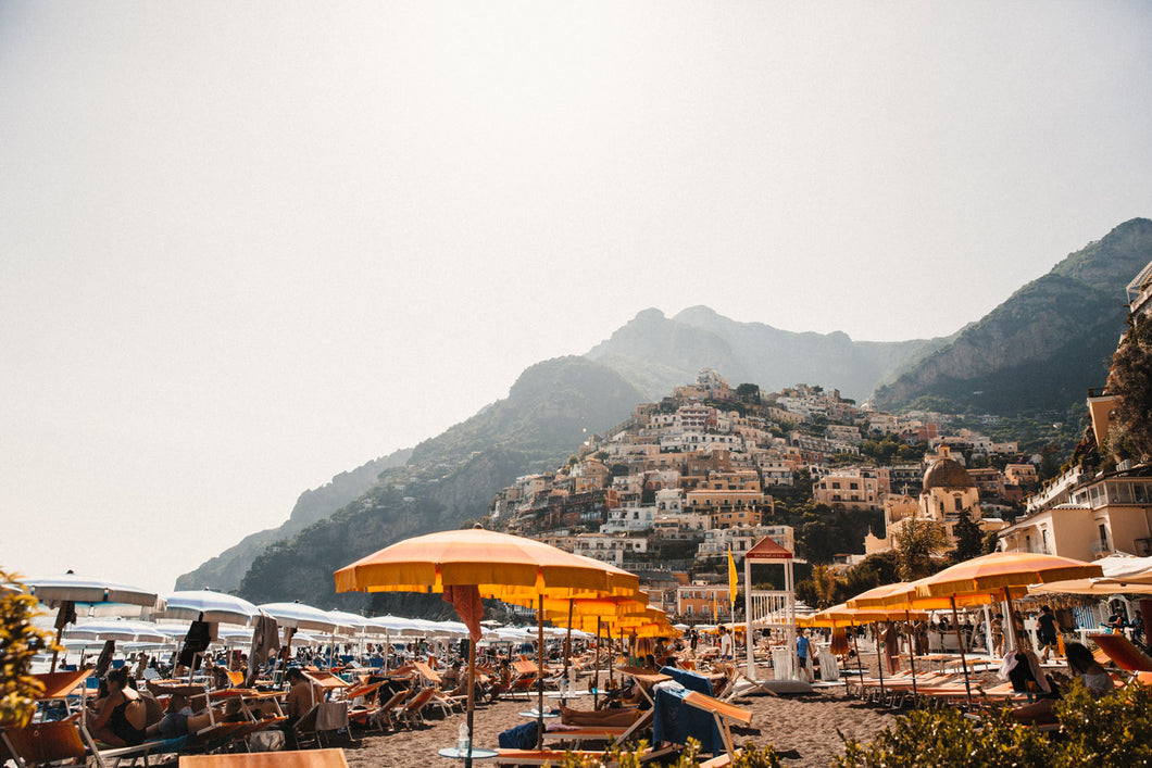Positano Beach Umbrellas Amalfi Coast Italy